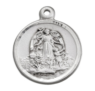5/8-inch Sterling Silver Guardian Angel Medal with 18-inch Chain