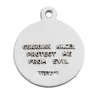 5/8-inch Sterling Silver Guardian Angel Medal with 18-inch Chain