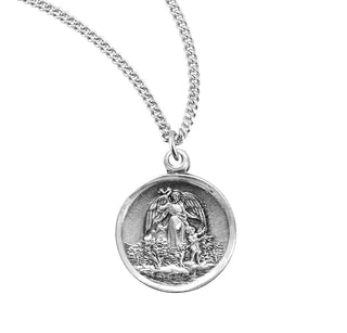 5 8 Inch Sterling Silver Guardian Angel Medal With 18 Inch Chain