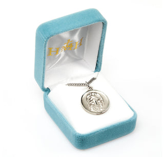 5/8-inch Sterling Silver Guardian Angel Medal with 18-inch Chain
