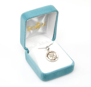 Sterling Silver Round Shaped Guardian Angel Medal