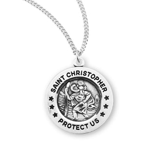 Sterling Silver Round Saint Christopher Medal