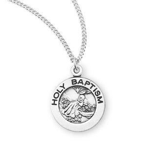 Sterling Silver Round Shaped Holy Baptism Medal