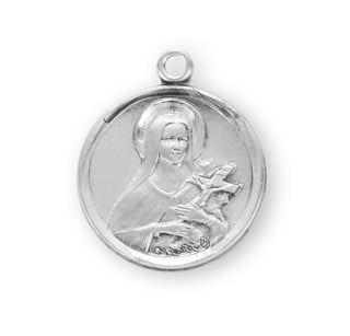 5/8-inch Sterling Silver St. Therese Medal with 18-inch Chain