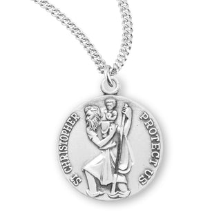 Sterling Silver Round Saint Christopher Medal