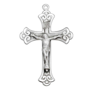 2 1/8-inch Sterling Silver Crucifix with 24-inch Chain