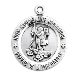 Sterling Silver Round St. Michael Medal