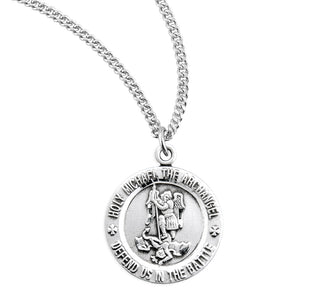 Sterling Silver Round Saint Michael Medal
