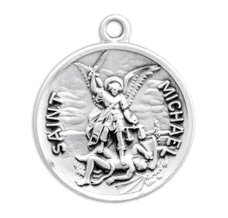 Sterling Silver Circular Shaped St. Michael Medal