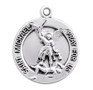 Sterling Silver Round St. Michael Medal