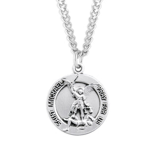 Sterling Silver Round Saint Michael Medal