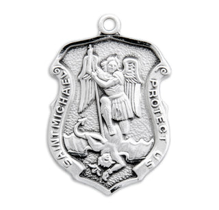 Sterling Silver Badge Shaped St. Michael Medal