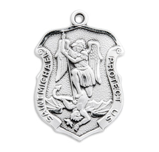 Sterling Silver Badge Shaped St. Michael Medal