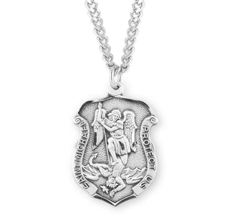 Sterling Silver Badge Shaped St Michael Medal 1