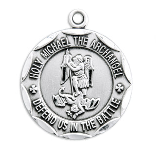 Sterling Silver Circular Shaped St. Michael Medal