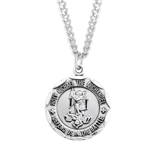 Sterling Silver Circular Shaped St Michael Medal