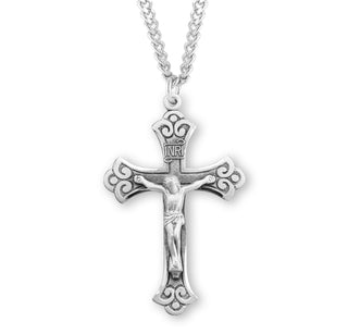 2 1 8 Inch Sterling Silver Crucifix With 24 Inch Chain 1
