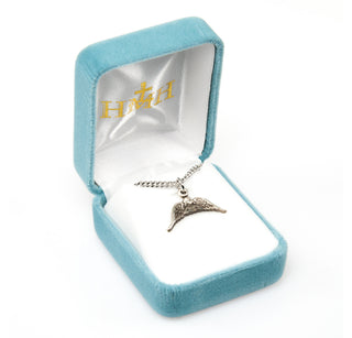 1/2-inch Sterling Silver Angel with Wings Medal with 18-inch Chain