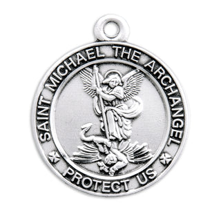 Sterling Silver Round St. Michael Medal