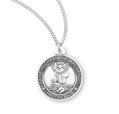 Sterling Silver Round St. Michael Medal
