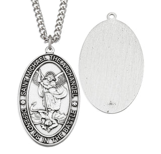 Sterling Silver Oval Saint Michael Medal