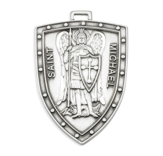 1 1/4-inch Sterling Silver St. Michael Medal with 24-inch Chain