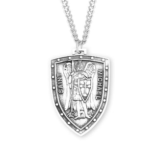 1 1 4 Inch Sterling Silver St Michael Medal With 24 Inch Chain