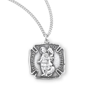 9 16 Inch Sterling Silver St Florian Medal With 18 Inch Chain