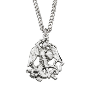 Sterling Silver Saint Michael Medal on a 24-inch Chain