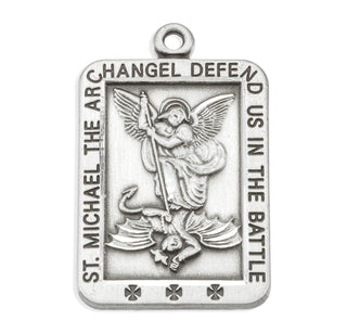 Sterling Silver Rectangle Shaped St. Michael Medal