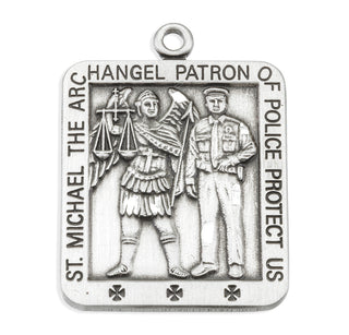 Sterling Silver Square Shaped St. Michael Medal