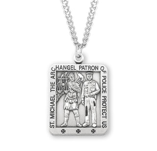 Sterling Silver Square Shaped Saint Michael Medal