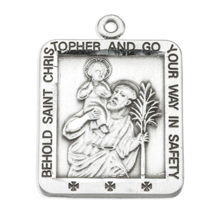 1 1/16-inch Sterling Silver St. Christopher Medal with 24-inch Chain