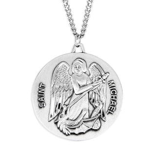 Saint Michael Round Sterling Silver Medal