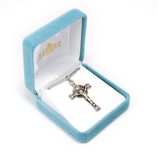 Sterling Silver Crucifix with 24-inch Chain and Box