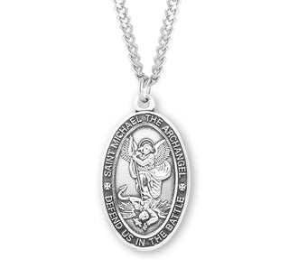 Sterling Silver Oval Saint Michael Medal