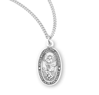 Sterling Silver Oval Saint Michael Medal