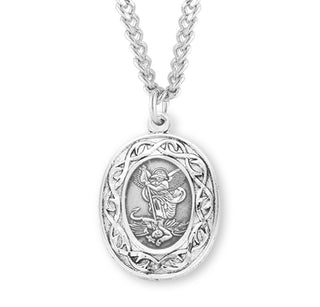 Sterling Silver Oval Saint Michael Medal