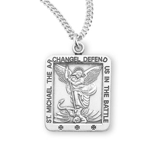 Sterling Silver Square Saint Michael Medal