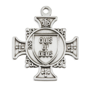 Sterling Silver Maltese Cross Shaped St. Michael Medal