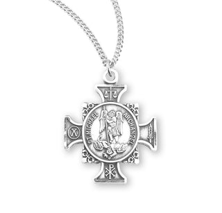 Sterling Silver Maltese Cross Shaped St Michael Medal