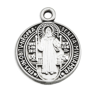 5/8-inch Sterling Silver St. Benedict Medal with 18-inch Chain