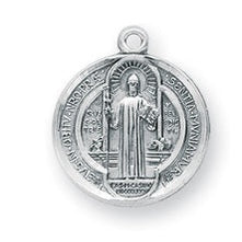 5/8" Sterling Silver St. Benedict Medal with 18" Chain