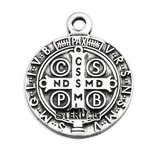 5/8-inch Sterling Silver St. Benedict Medal with 18-inch Chain