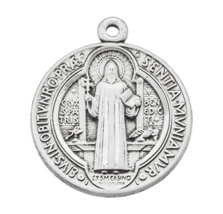 13/16-inch Sterling Silver St. Benedict Medal with 18-inch Chain