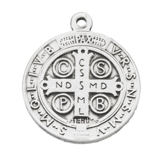 13/16-inch Sterling Silver St. Benedict Medal with 18-inch Chain