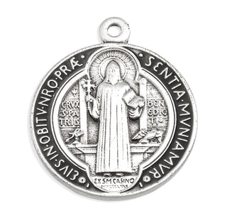Sterling Silver St. Benedict Pendant with Black and Red Epoxy