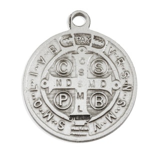 7/8-inch Sterling Silver St. Benedict Medal with 24-inch Chain