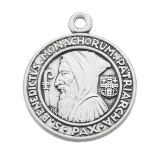 3/4-inch Sterling Silver St. Benedict Medal with 18-inch Chain