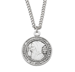 3 4 Inch Sterling Silver St Benedict Medal With 18 Inch Chain 1